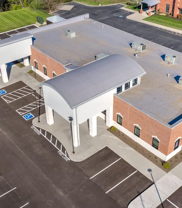 The dental center and its car park from above.