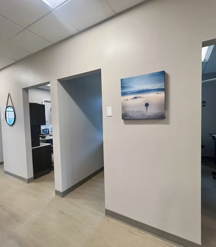 The long corridor through the dental center.